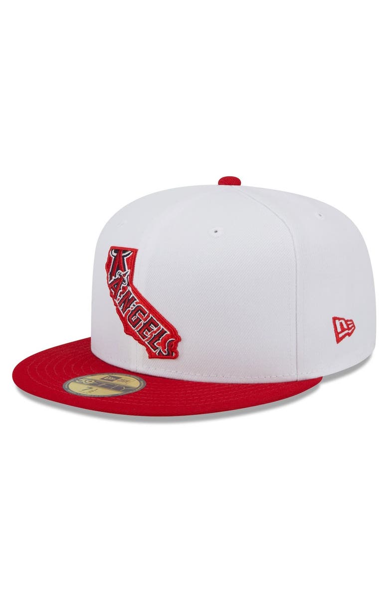 New Era Men's New Era White/Red Los Angeles Angels State 59FIFTY Fitted Hat, Alternate, color, 