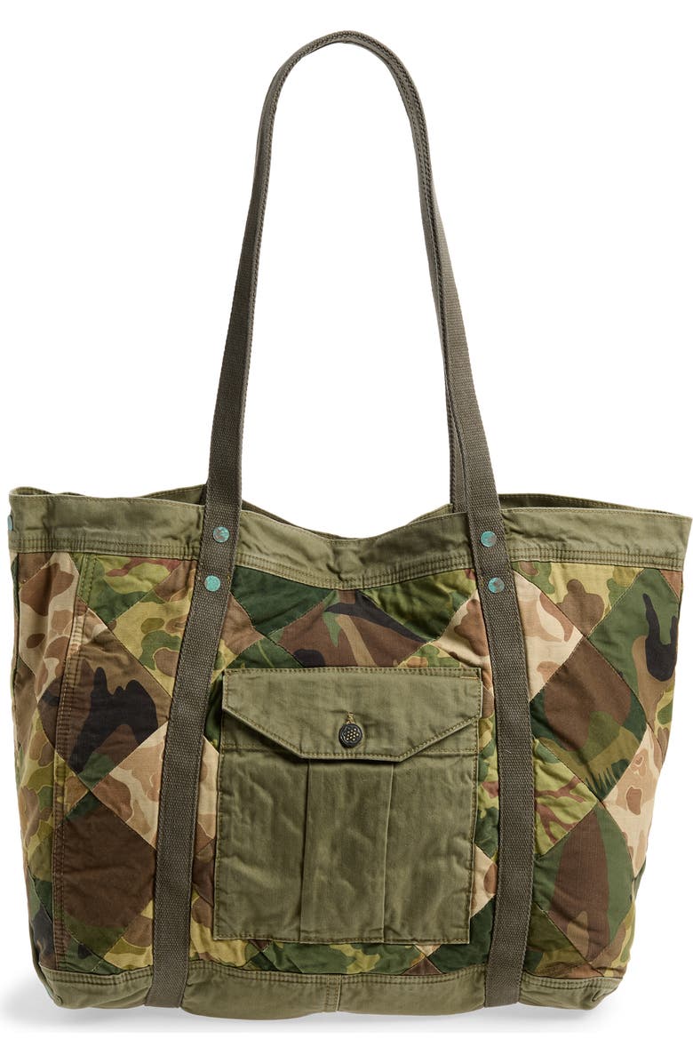 Double RL Patchwork Camo Tote, Main, color, Multi Camo Prints/ Olive Drab