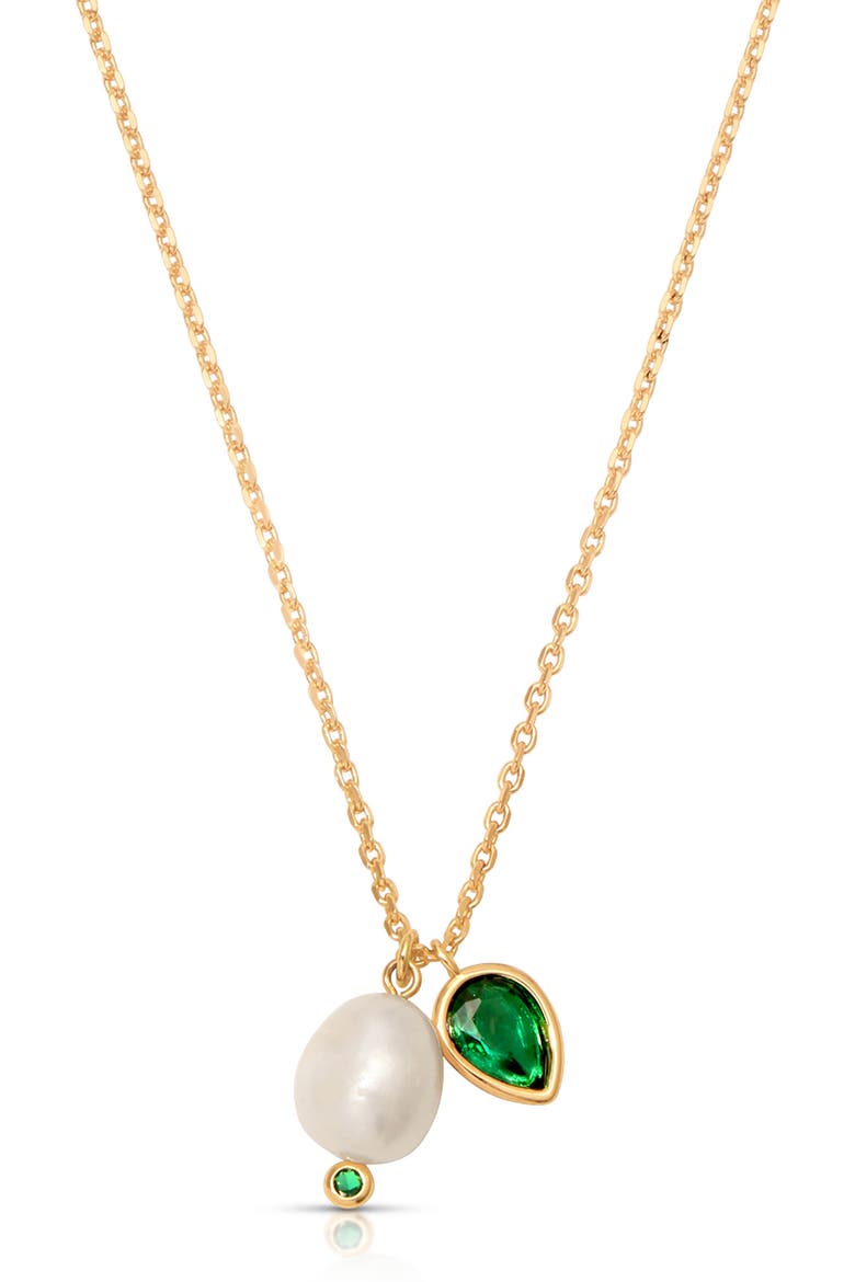 Radiant Freshwater Pearl Pendant Necklace, Main, color, GREEN