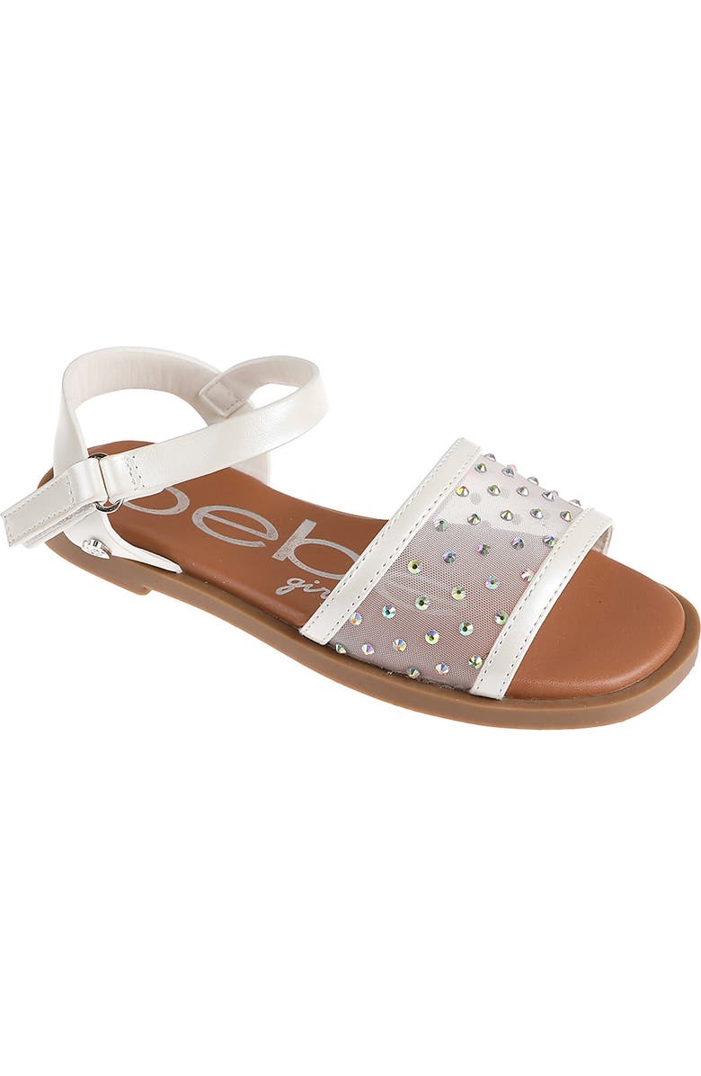 bebe Kids' Rhinestone Mesh Sandal, Main, color,