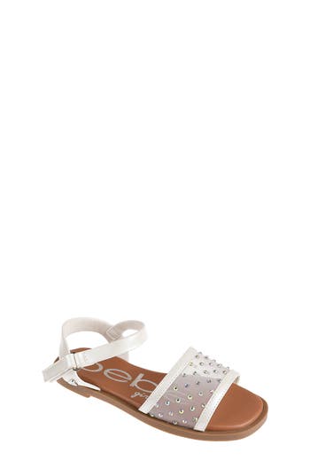 Bebe Little Girls Sparkly Fashion With Rhinestone Sandals In White