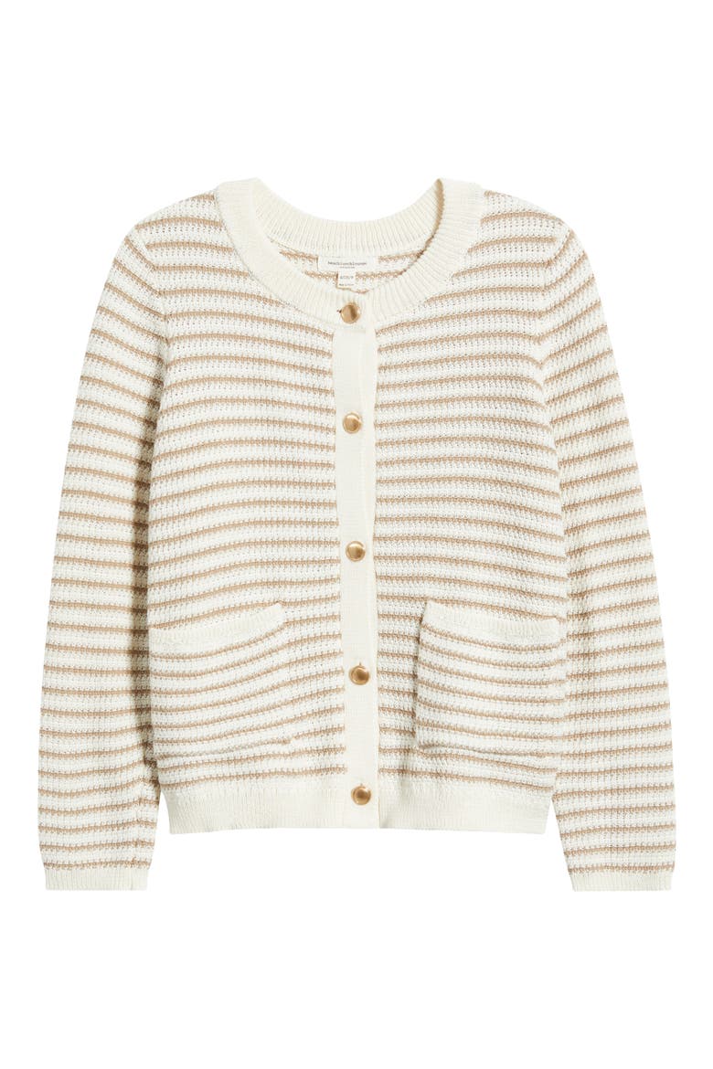 Piera Stripe Cardigan, Alternate, color, KHAKI/IVORY