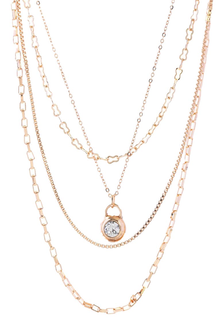 Crystal Layered Chain Necklace, Main, color, GOLD