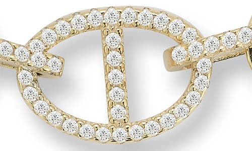 Chloe & Madison Chloe And Madison 14k Over Silver Cz Bold Marine Link Bracelet In Gold