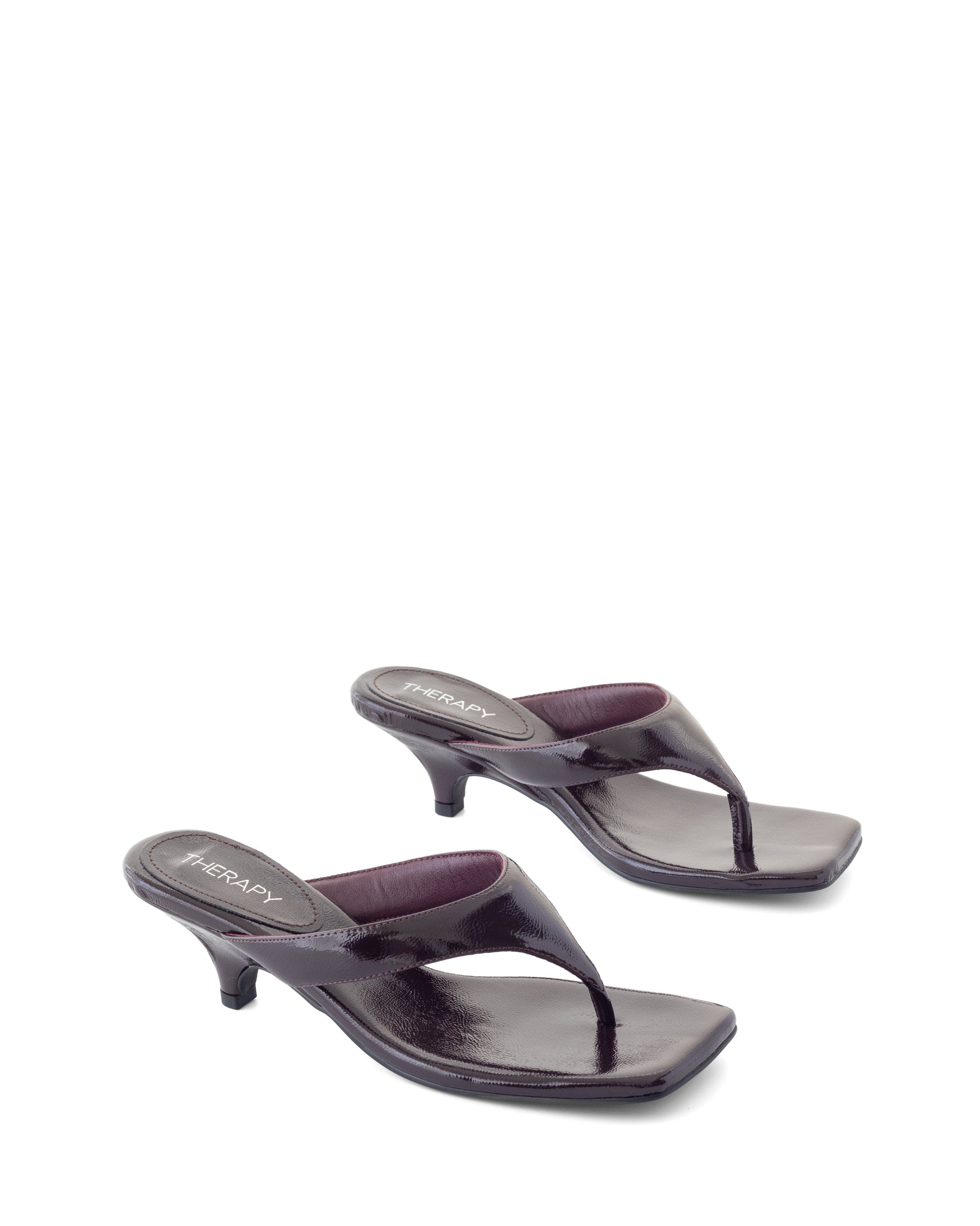 North Square Toe Thong Heel, Alternate, color, Port Crinkled Patent Pu