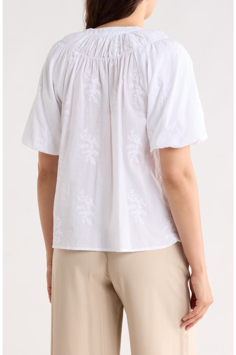 Embroidered Puff Sleeve Top, Alternate, color, WHITE