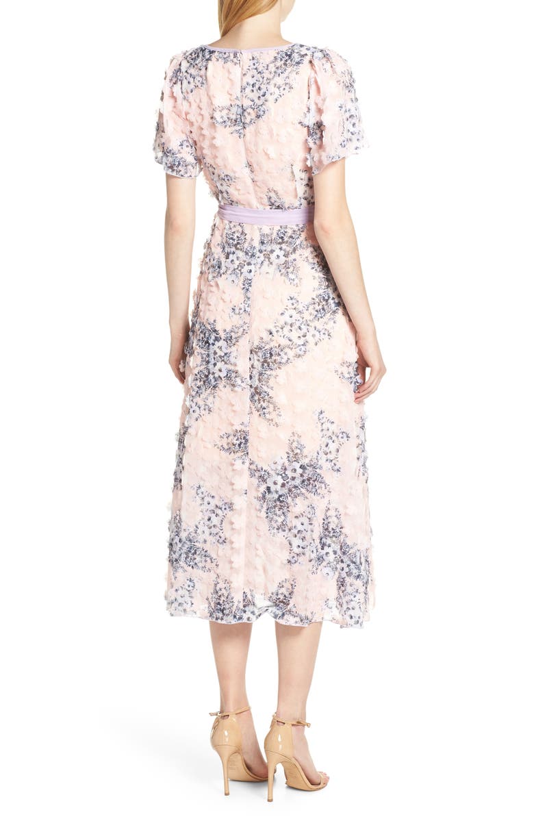 Foxiedox Naima 3D Floral Tea Length Dress, Alternate, color, 