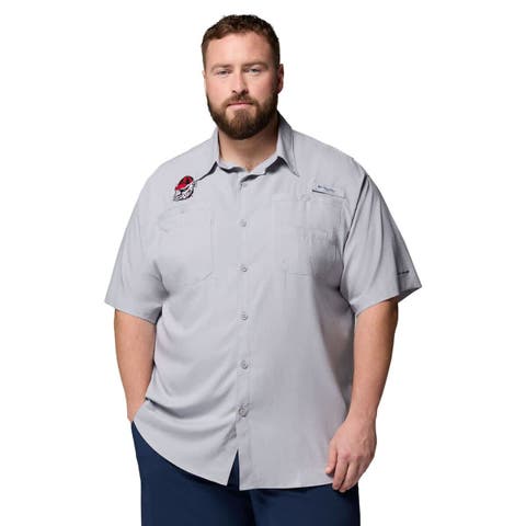 Men
s Columbia  Gray Georgia Bulldogs Big 
Tall Tamiami Omni-Shade Button-Down Shirt