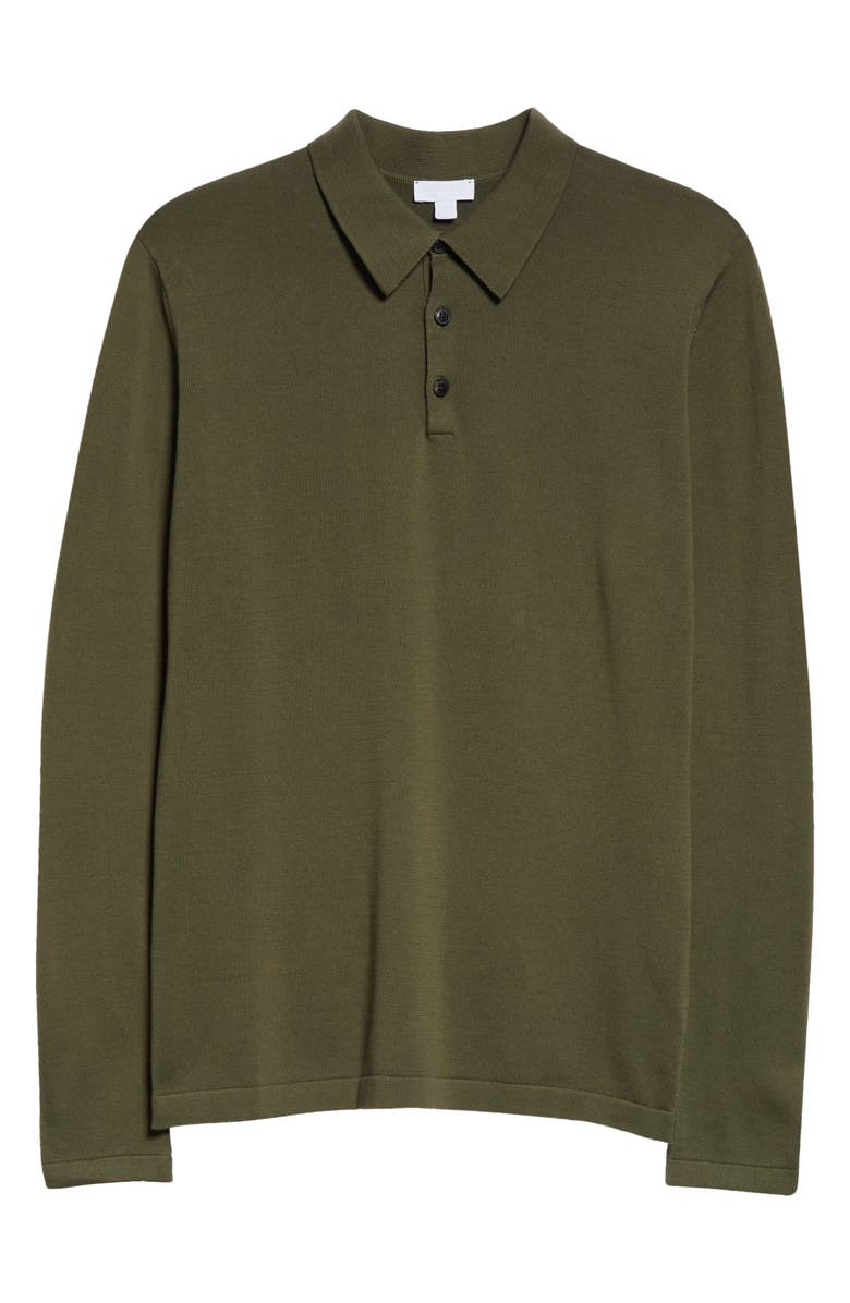Sunspel Long Sleeve Sea Island Cotton Polo, Alternate, color, 