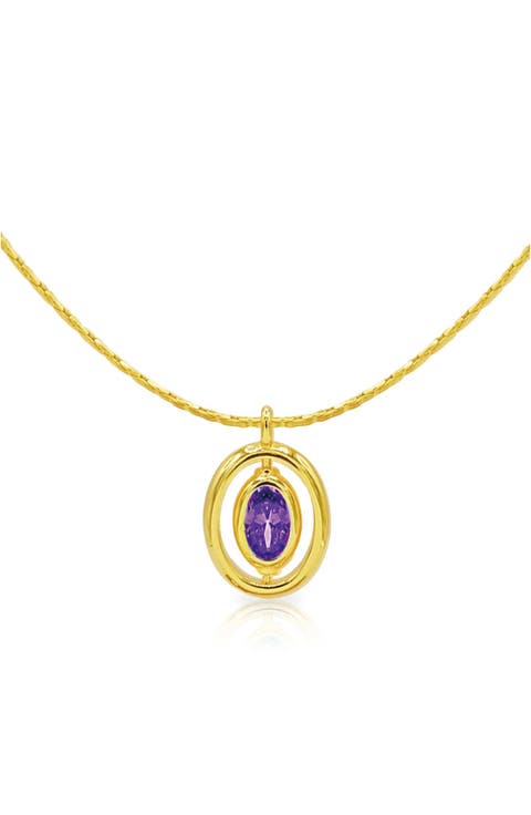 Oval Birthstone Pendant Necklace