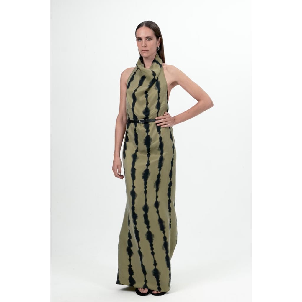 NOCTURNE NOCTURNE BELT DETAILED PRINTED MAXI DRESS