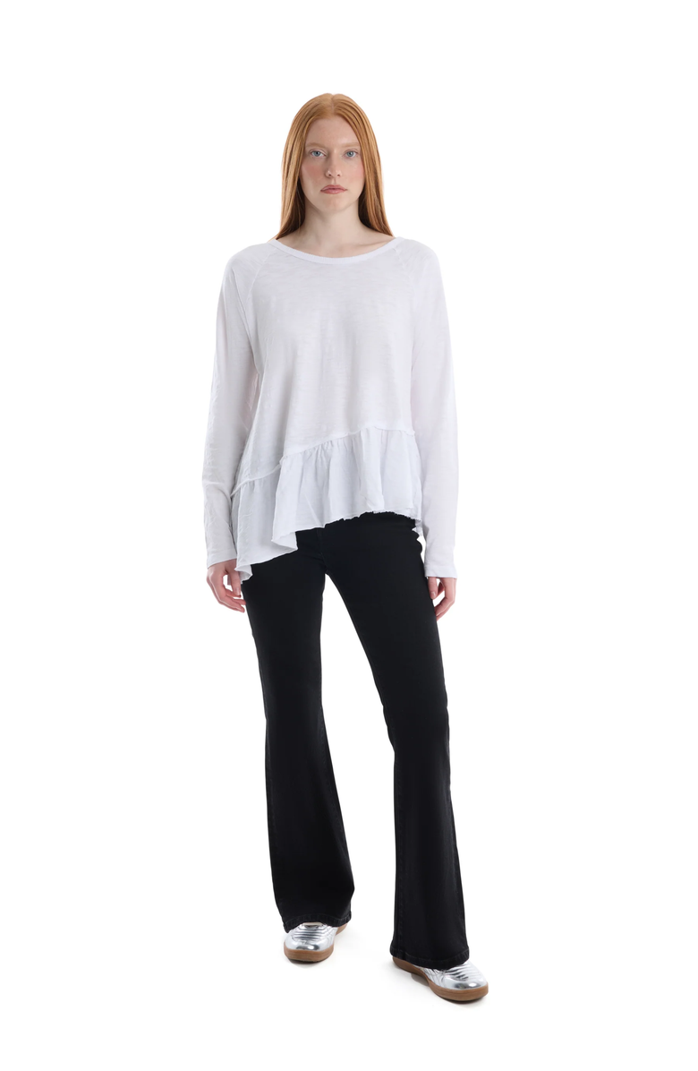 WILT Clothing Raglan Long Sleeve Asymmetric Peplum Hem Tee, Alternate, color, White