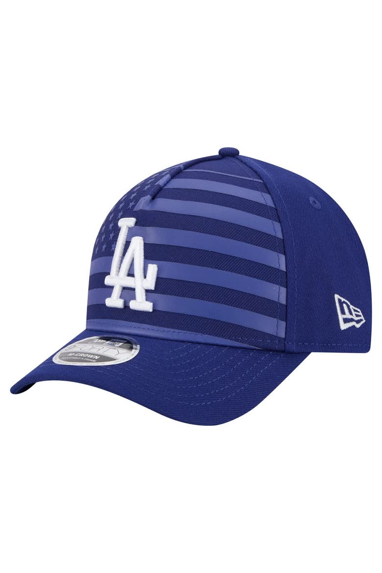 Men's New Era Royal Los Angeles Dodgers American Flag 9FORTY M-Crown A-Frame Adjustable Hat, Main, color, Royal