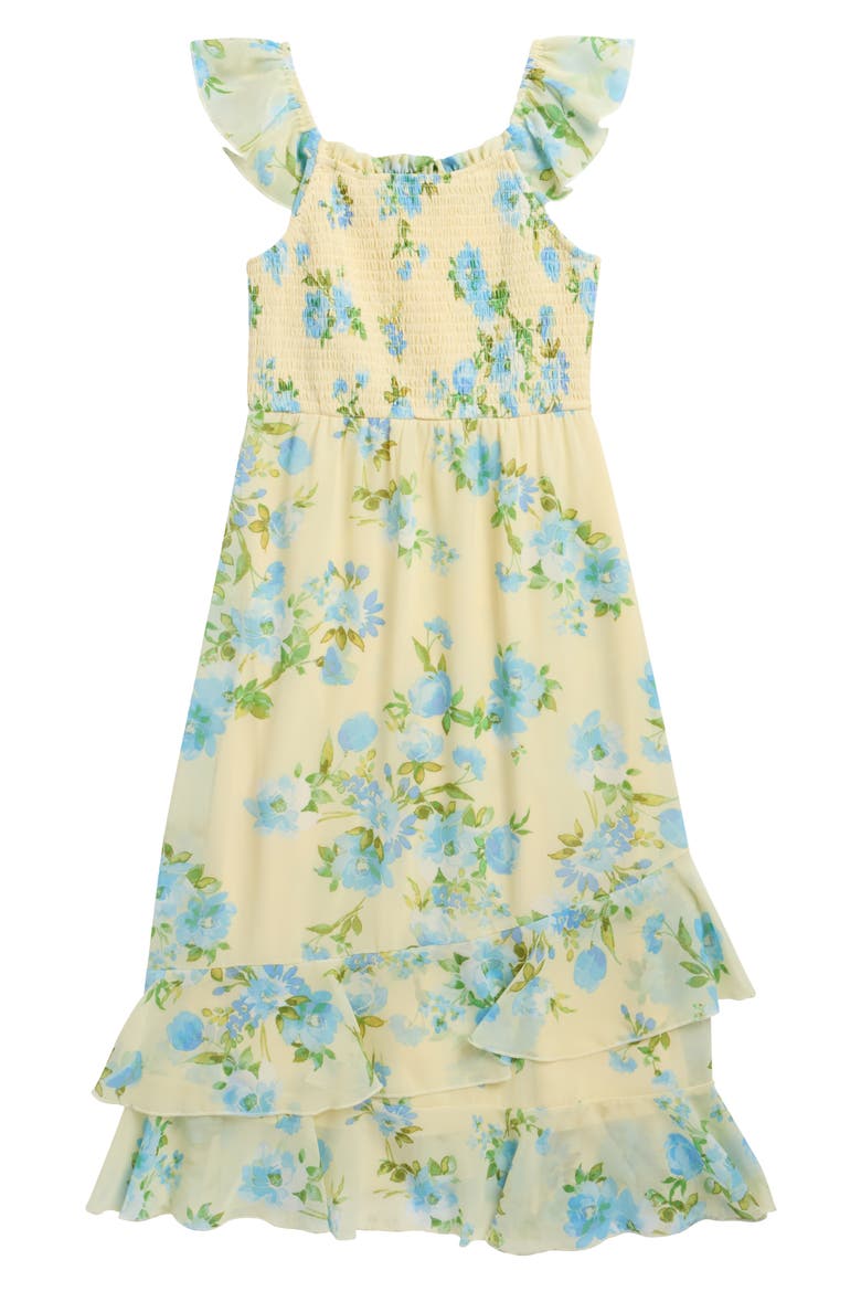 Kids' Tiered Chiffon Maxi Dress, Main, color, YELLOW