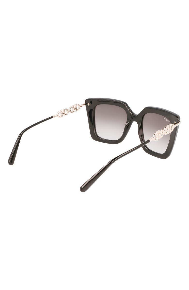 FERRAGAMO Gancini 51mm Rectangular Sunglasses, Alternate, color, Black