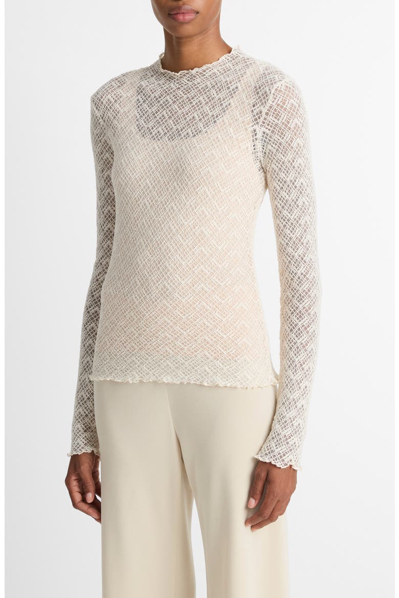 Lace Mock Neck Top, Alternate, color, ALABASTER