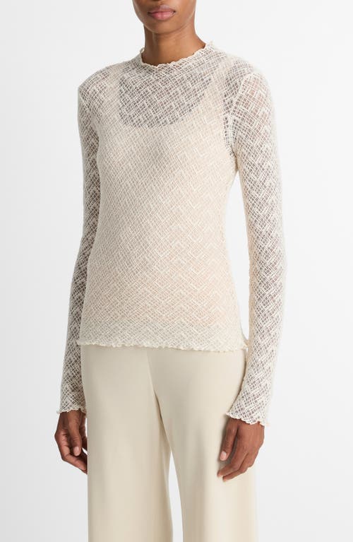 Vince Lace Mock Neck Top In Animal Print