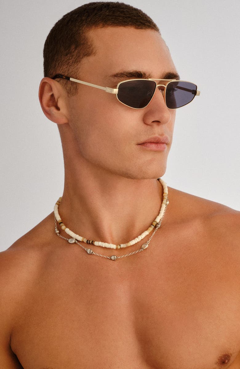 Le Specs Treausure 59mm Oval Sunglasses, Alternate, color, Gold / Smoke Mono