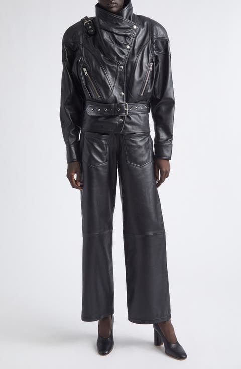 Bombshell Belted Leather Jacket