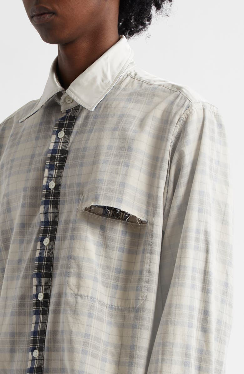 MM6 Maison Margiela Reversible Plaid Button-Up Shirt, Alternate, color, Black/ White