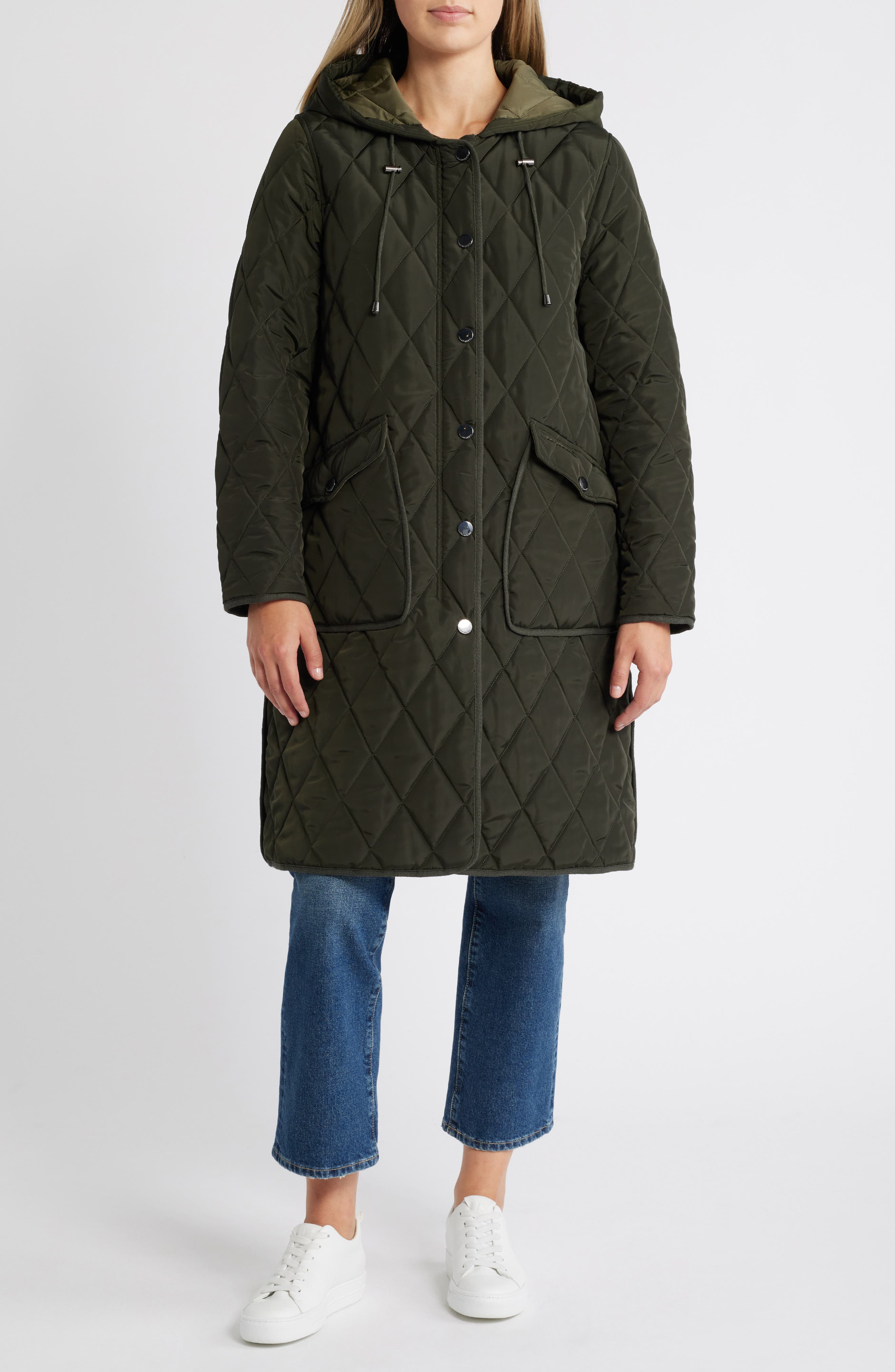 Lucky Brand Diamond Quilted Hooded Stadium Coat