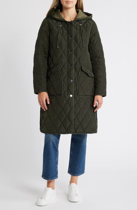 Diamond Quilted Hooded Stadium Coat