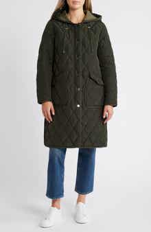 Lucky Brand Diamond Quilted Hooded Stadium Coat