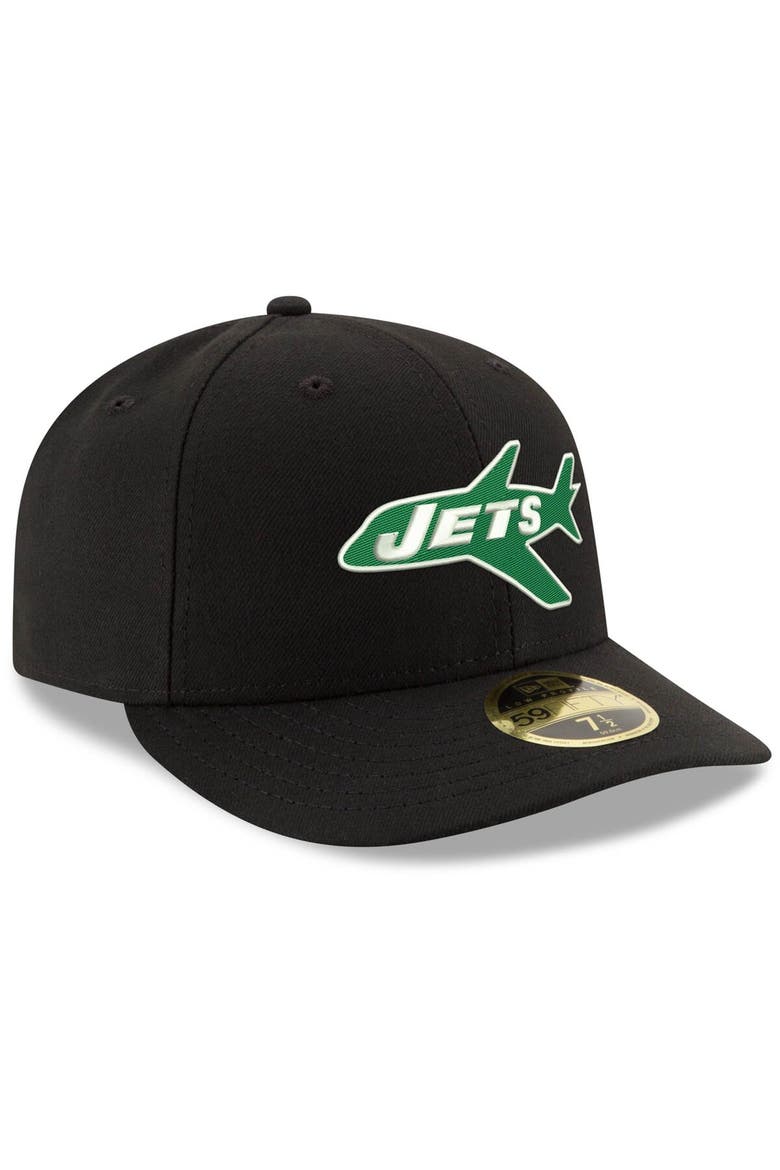 Men's New Era Black New York Jets Omaha Throwback Low Profile 59FIFTY Fitted Hat, Alternate, color, Black