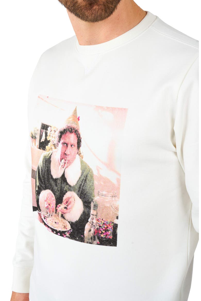 Elf Buddy's Dinner Graphic Sweatshirt, Alternate, color, GREY