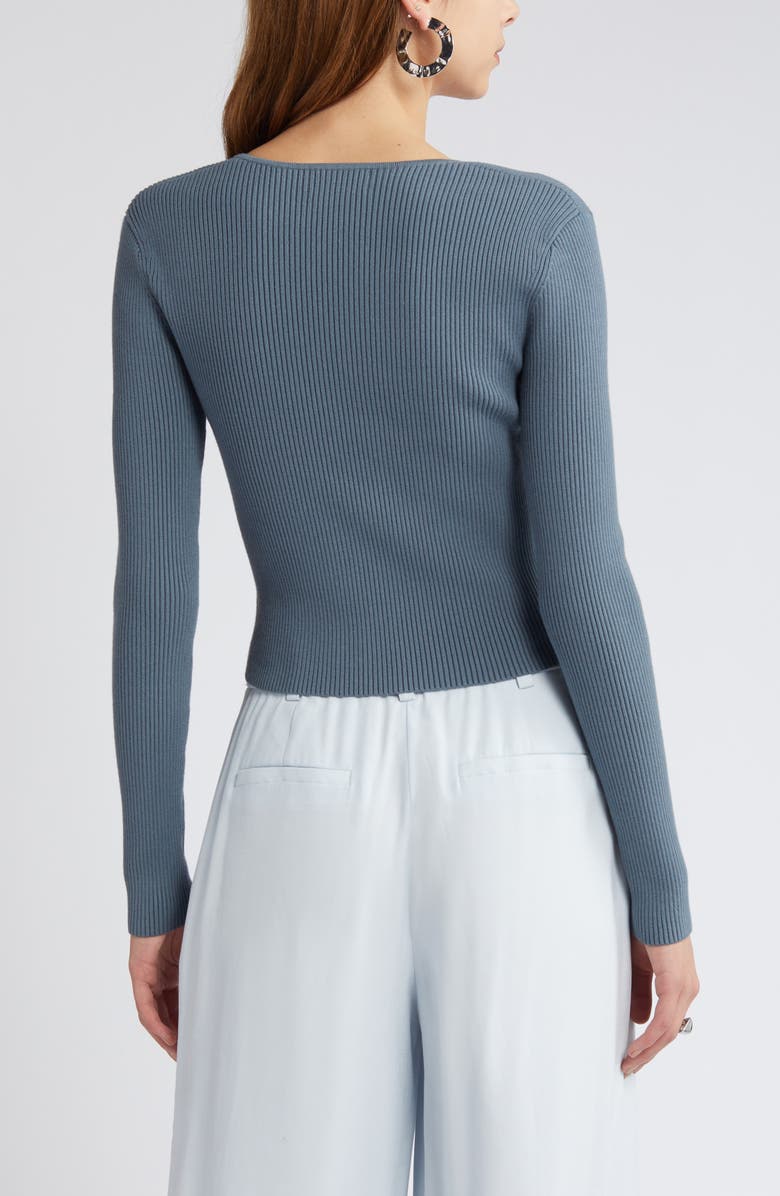 Open Edit Luxe Sculpt Square Neck Long Sleeve Top, Alternate, color, Blue Weather