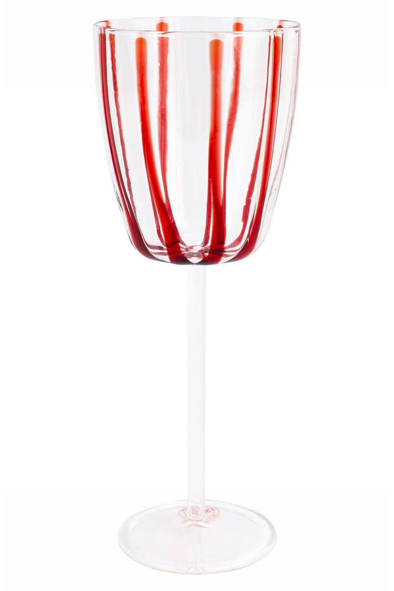Nuovo Stripe Stemless Wine Glass, Main, color, RED