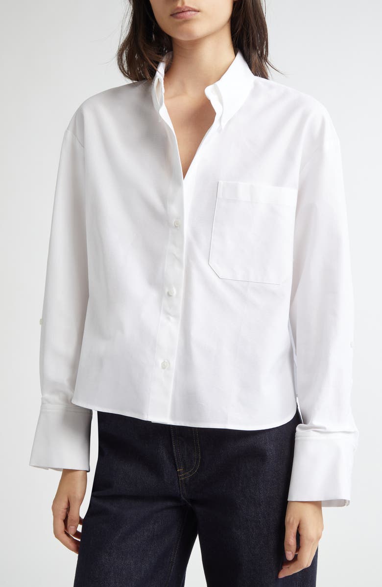 TWP J.D. Crop Button-Up Shirt, Alternate, color, White