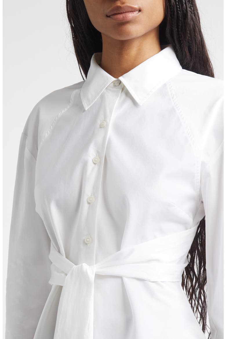 Carmine Crossover Back Detail Cotton Button-Up Shirt, Alternate, color, WHITE