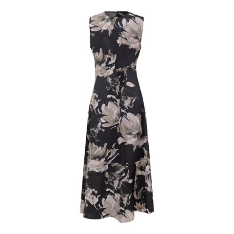 Satin Floral Center Back Invisible Zipper Woven Jumper
