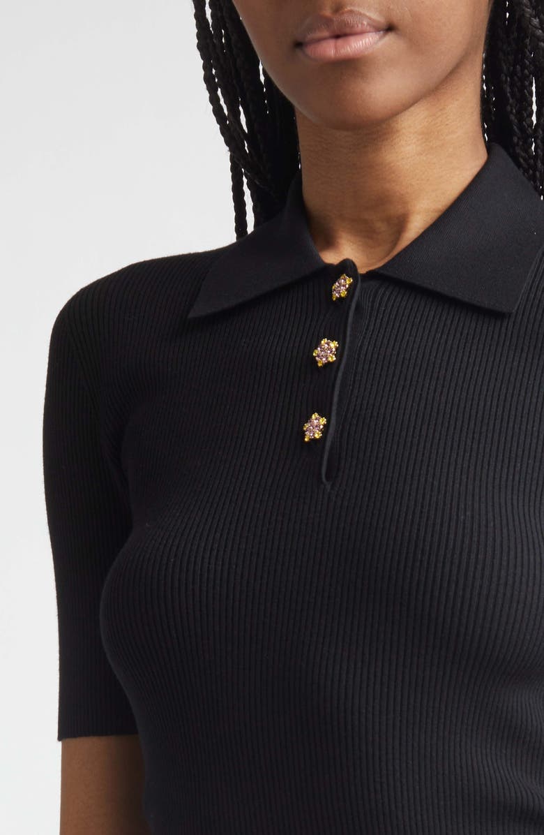 Dolce&Gabbana Rib Polo Sweater, Alternate, color, Nero