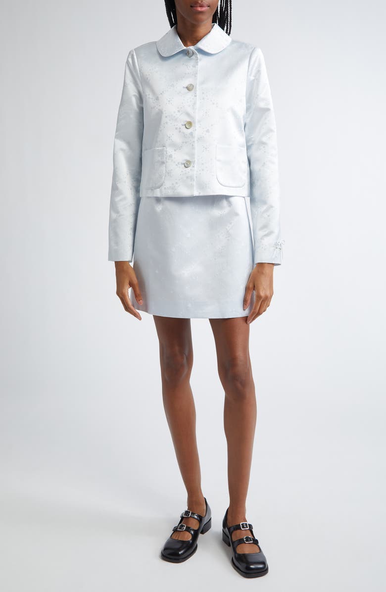 Sandy Liang Shelby Jacquard Crop Satin Jacket, Alternate, color, 