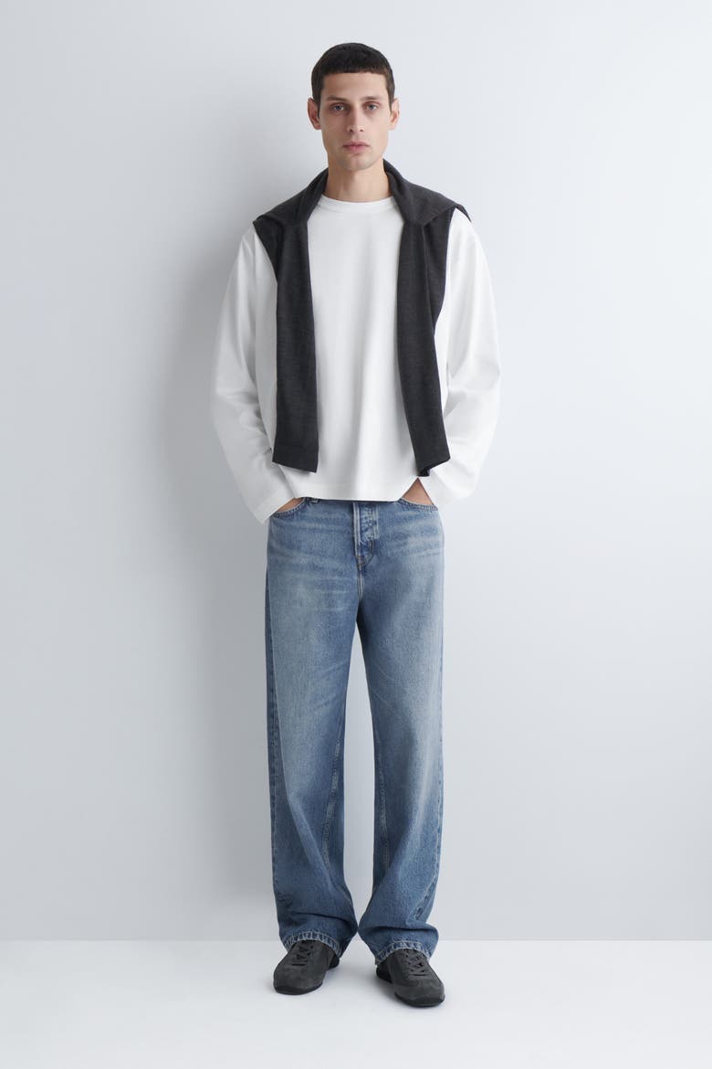Relaxed Jersey Interlock Long-Sleeved T-Shirt, Alternate, color, WHITE