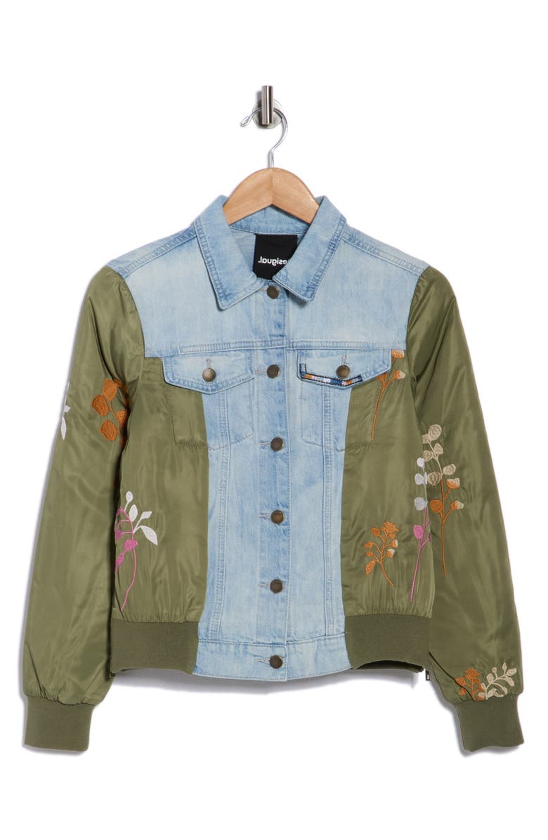 Desigual Mixed Media Jacket, Alternate, color, Light Green