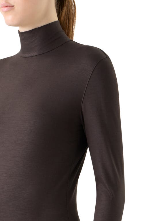 Akris Punto Mock Neck Long Sleeve Top In Brown