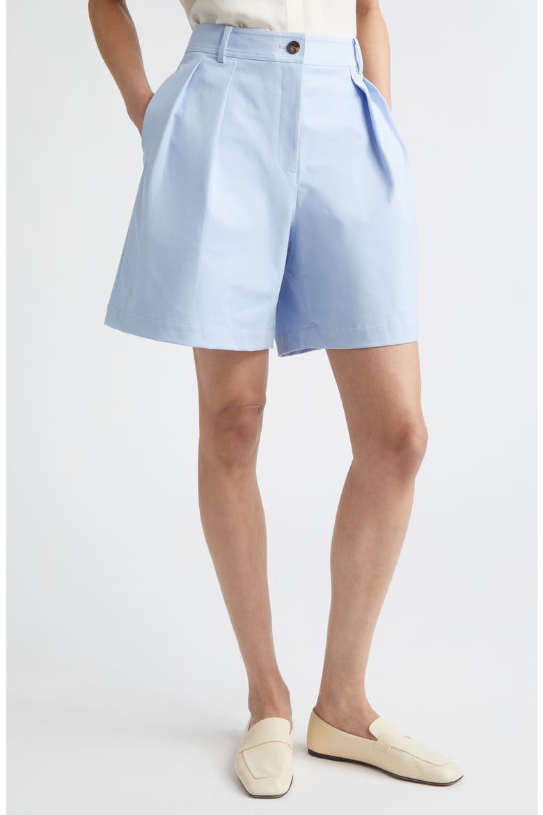 Park Pleated Techno Stretch Twill Wide Leg Shorts, Main, color, SKYLINE BLUE