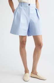 Lafayette 148 New York Park Pleated Techno Stretch Twill Wide Leg Shorts