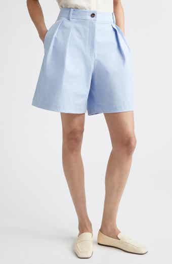 Park Pleated Techno Stretch Twill Wide Leg Shorts