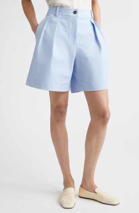Park Pleated Techno Stretch Twill Wide Leg Shorts