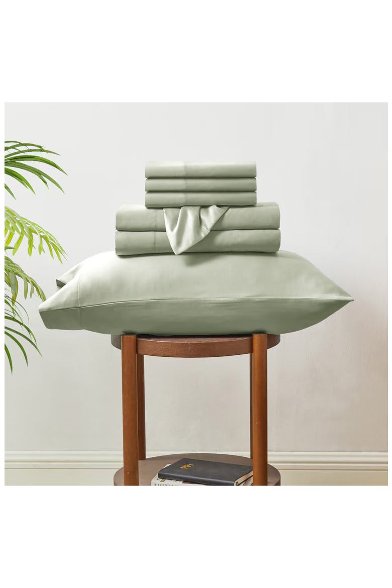 Solid Satin Deep Pocket 6-Piece Sheet Set, Alternate, color, SOFT SAGE