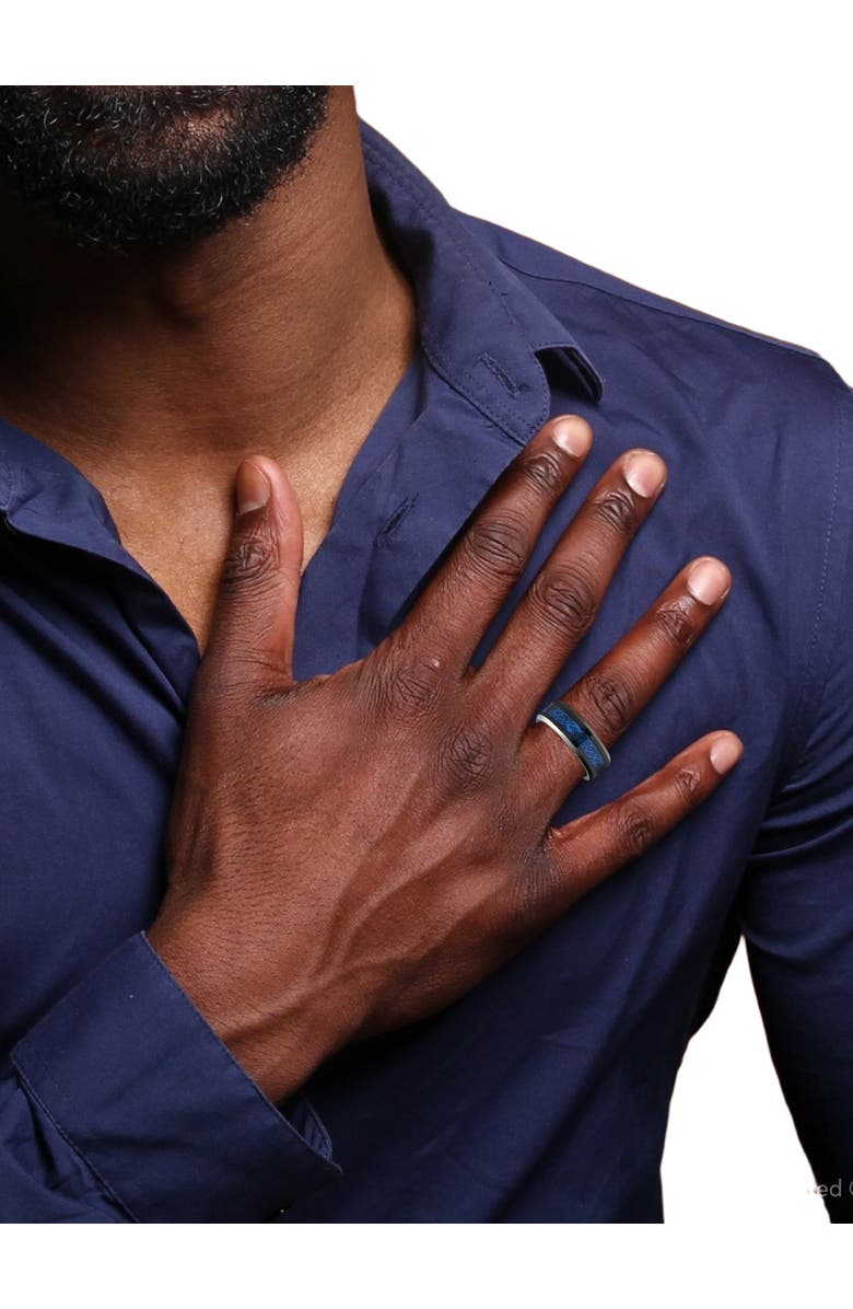 Bliss Diamond Men's Blue Dragon Black Tungsten Ring 8mm Wedding Band, Alternate, color, 