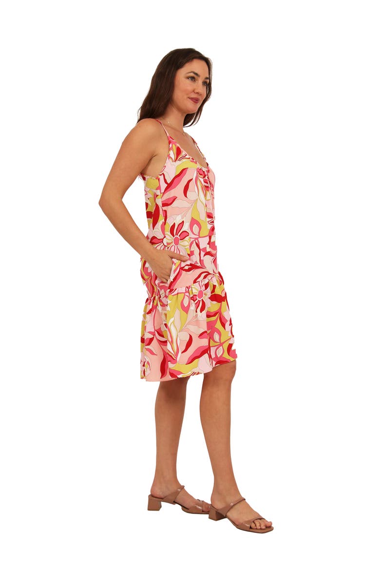 Womens Essential Floral Print Scoop Neck Spaghetti Strap Pocket A-Line Mini Dress, Alternate, color, Pink Multi
