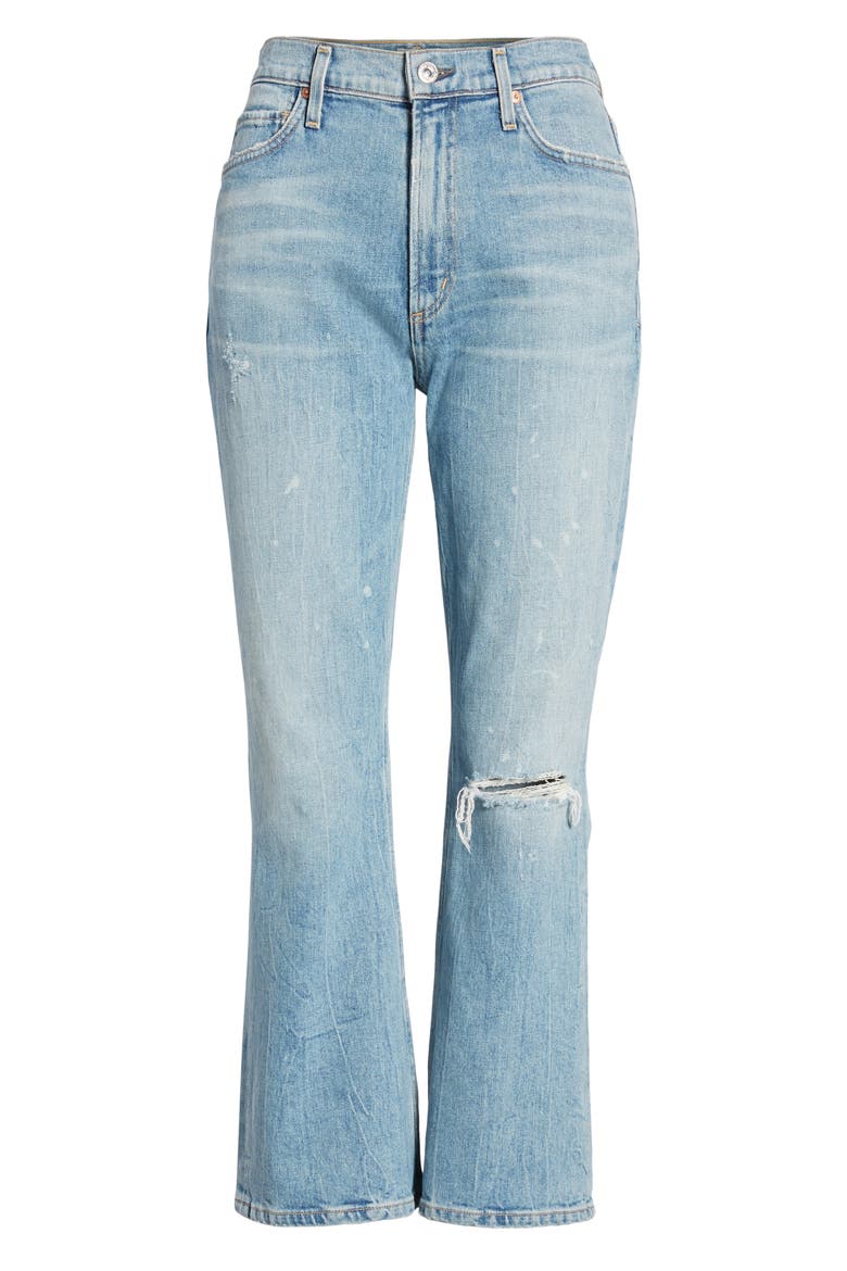 Demy Ripped High Waist Crop Flare Jeans, Alternate, color, STARGAZER