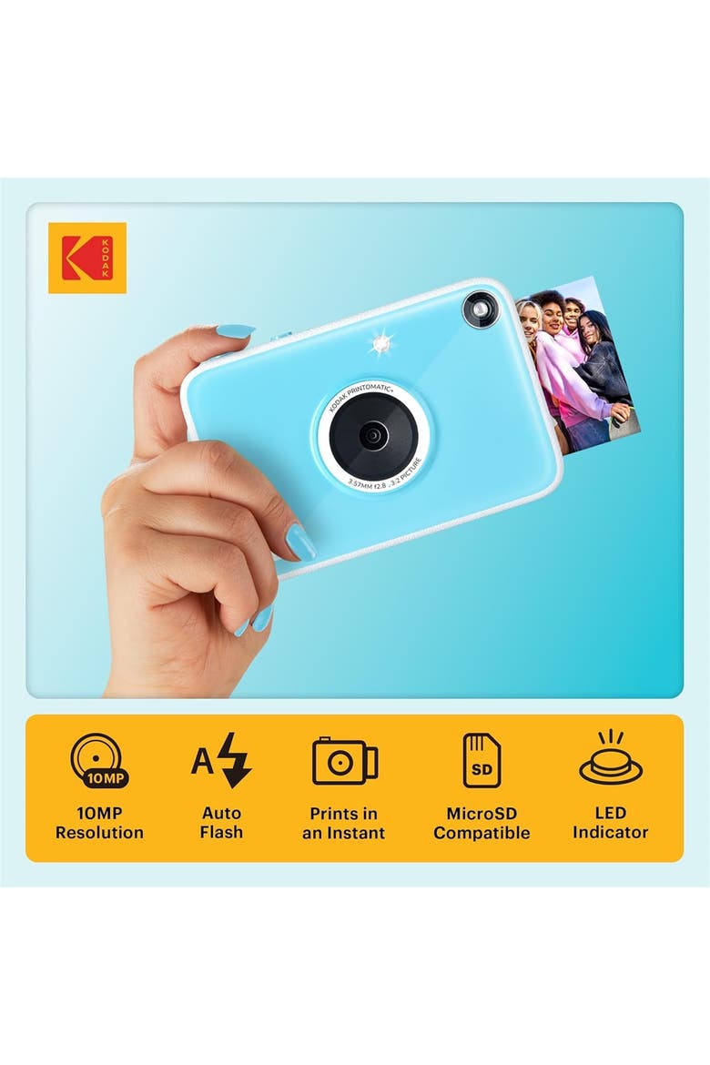 Printomatic+ Instant Camera 10MP, RGB LED, Prints Zink 2x3 Photos, Alternate, color, Blue