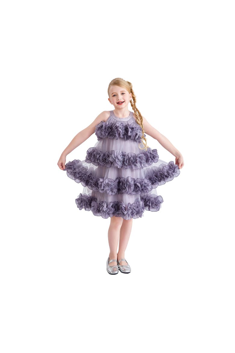 Elysia Tiered Ruffle Dress, Alternate, color, Purple