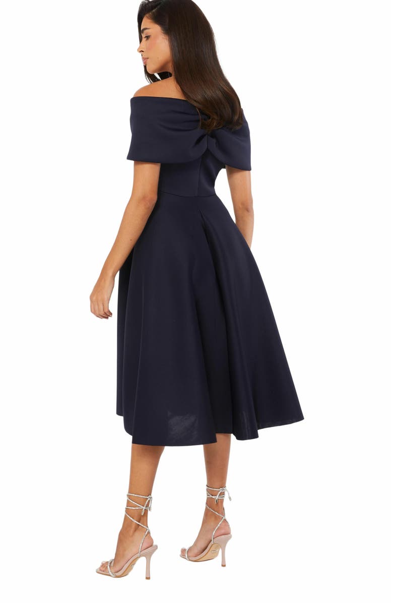 QUIZ Bardot Skater Midi Dress, Alternate, color, 